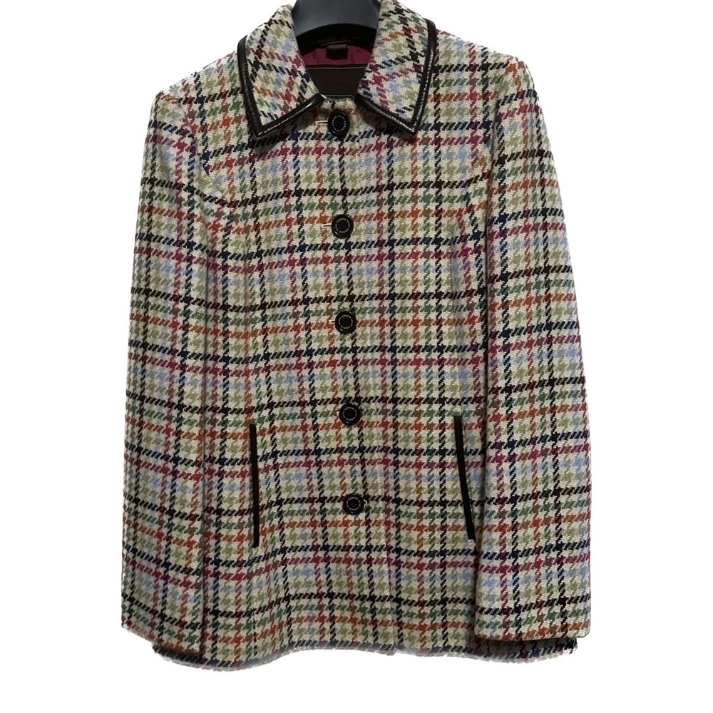 Coach Hampton Tattersall Houndstooth Wool Jacket Coat NWT